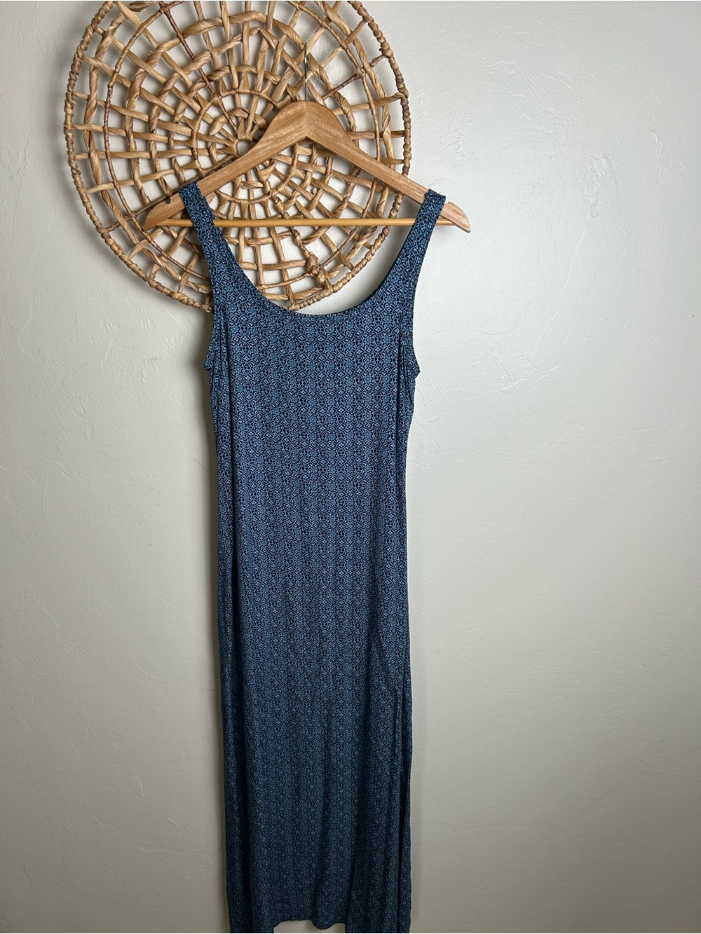 Faded Glory Blue Patterned Sleeveless Maxi Dress